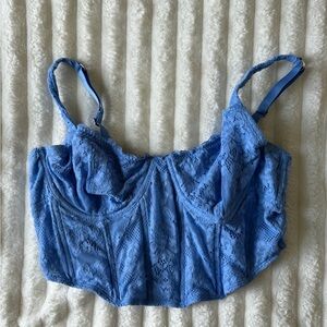Gilly Hicks Blue Lace Longline Corset top